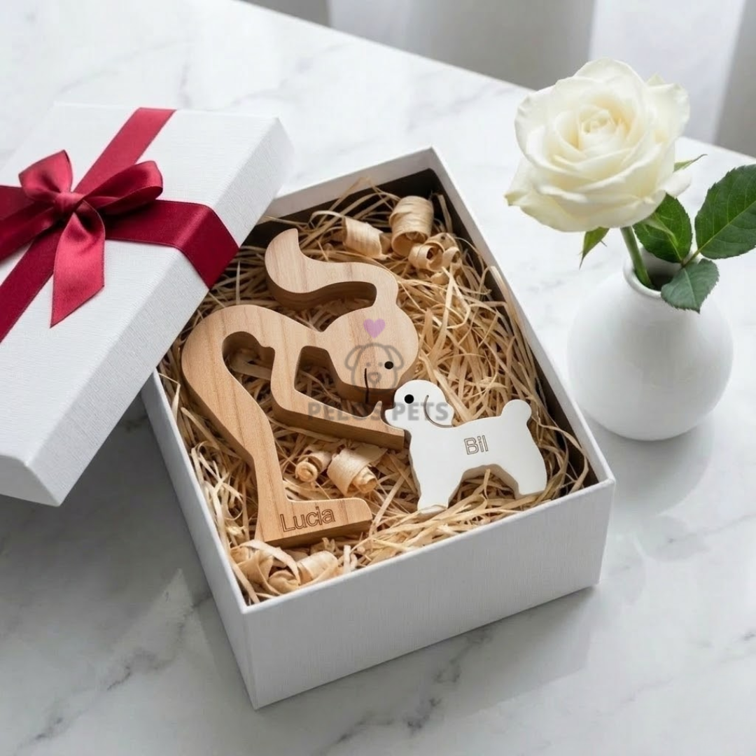 Escultura Personalizada Pet em Madeira MDF Presente Item Decorativo ao Cachorro ou Gato (Nomes Inclusos por nossa conta)