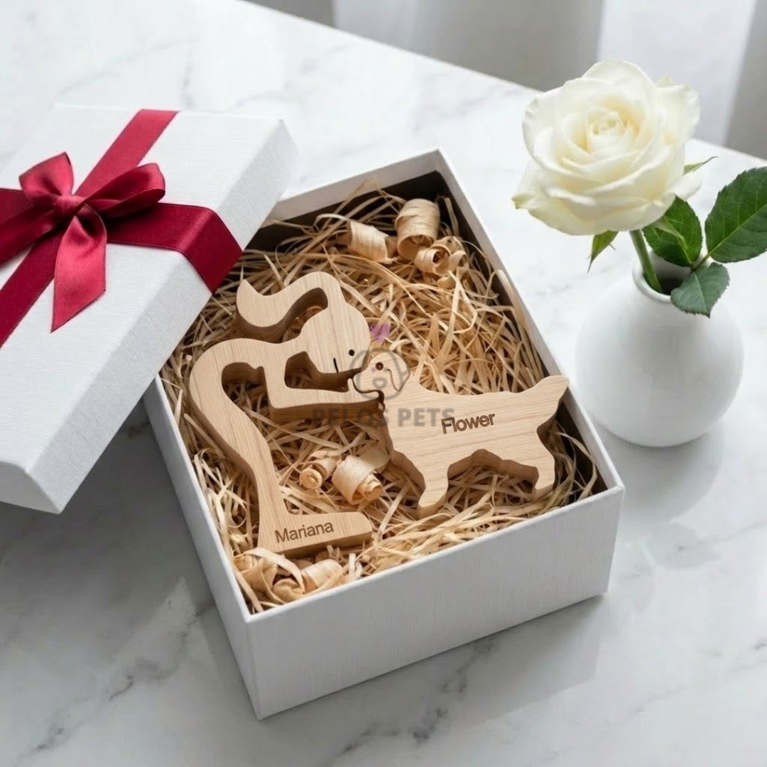 Escultura Personalizada Pet em Madeira MDF Presente Item Decorativo ao Cachorro ou Gato (Nomes Inclusos por nossa conta)
