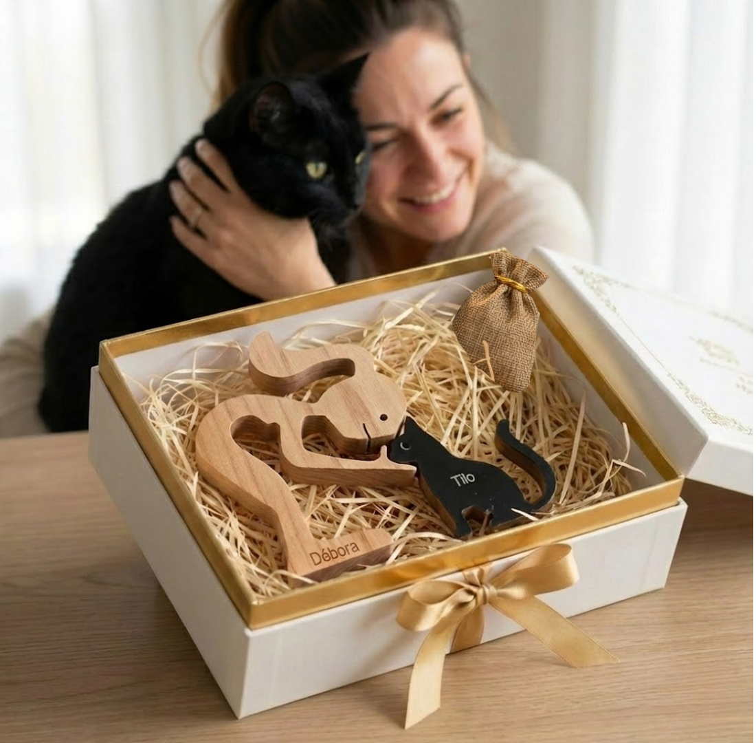 Escultura Personalizada Pet em Madeira MDF + Presente Misterioso