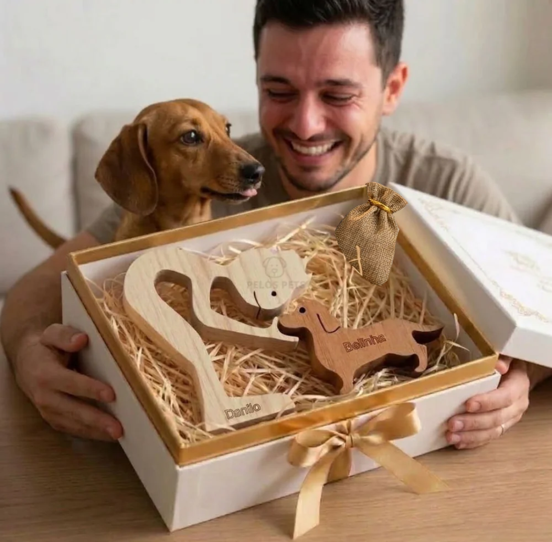 Escultura Personalizada Pet em Madeira MDF + Presente Misterioso