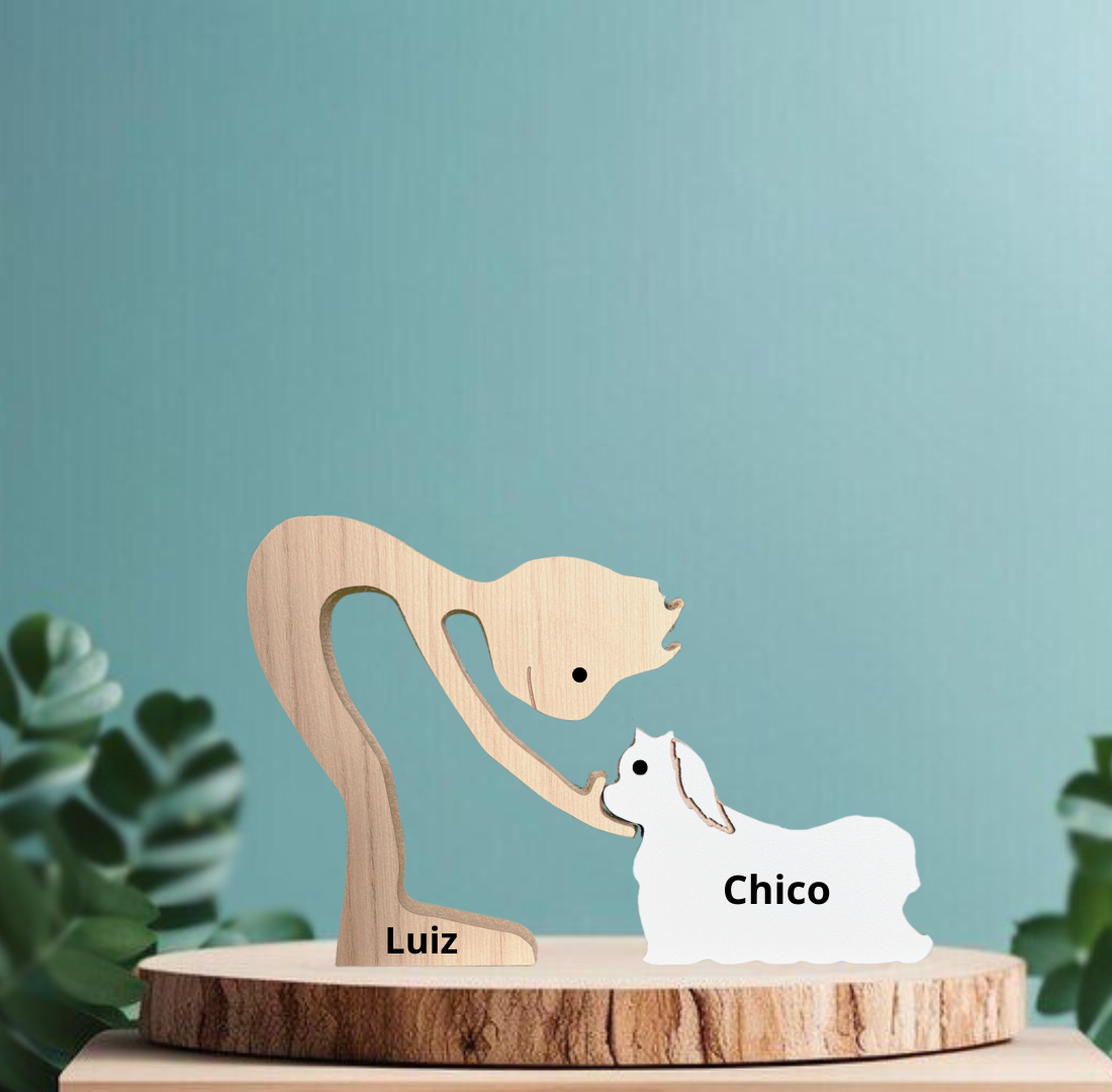 Escultura em Madeira Lhasa Apso