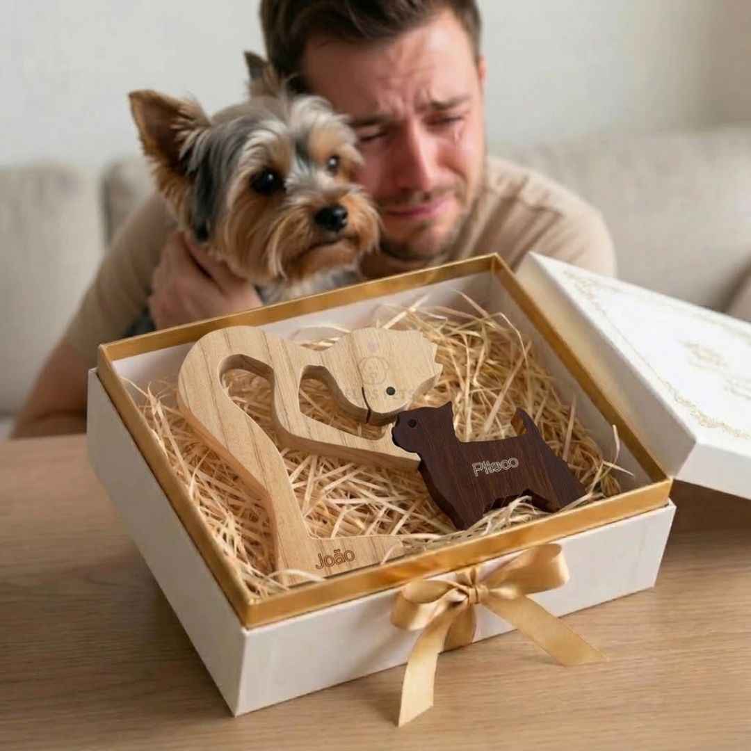 Escultura Personalizada Pet em Madeira MDF Presente Item Decorativo ao Cachorro ou Gato (Nomes Inclusos por nossa conta)