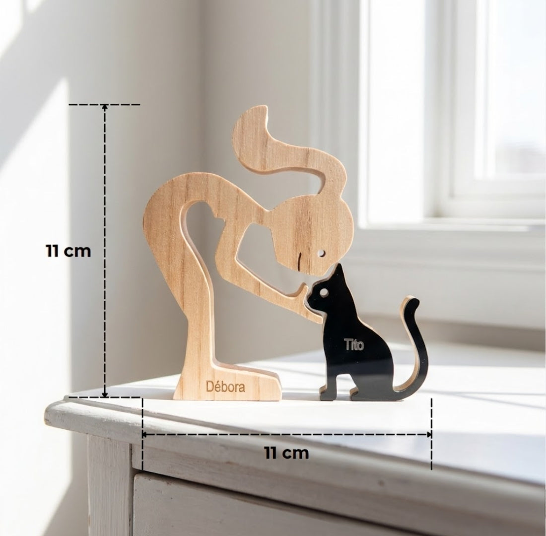 Wooden Sculpture Kittens