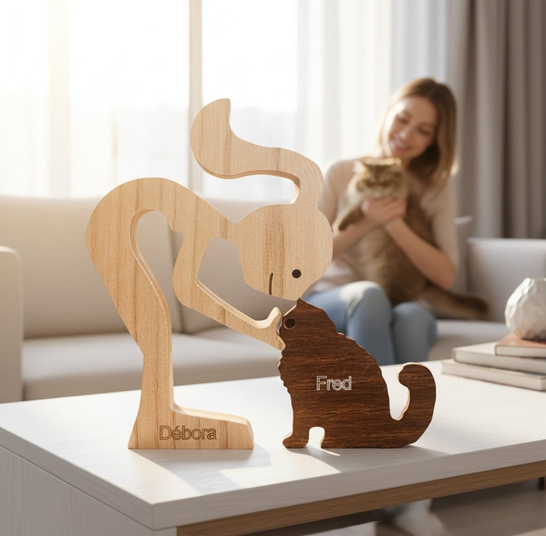 Wooden Sculpture Kittens