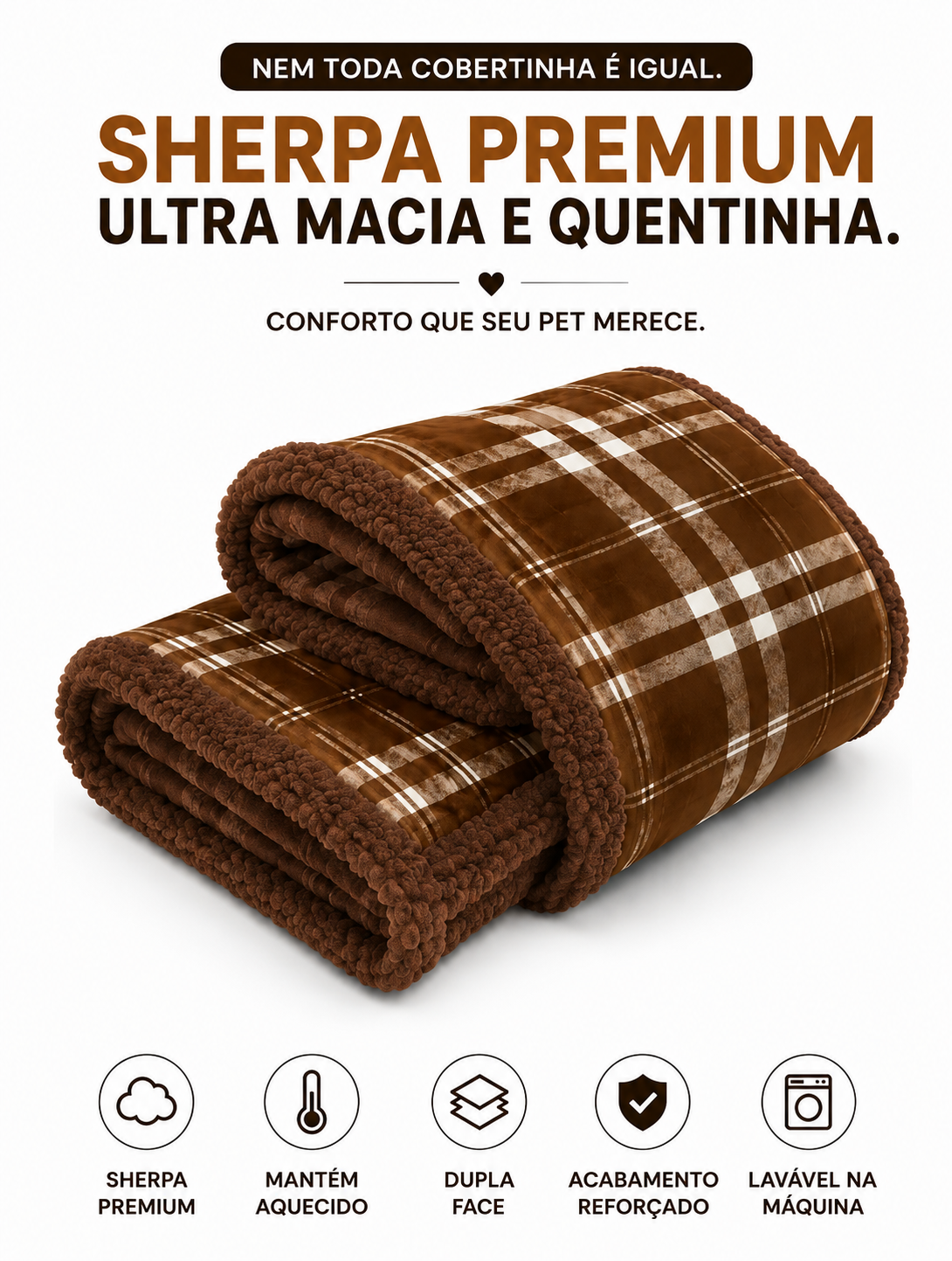 Cobertinha Sherpa Pet para Cachorro e Gato em Manta Premium Macia e Quentinha