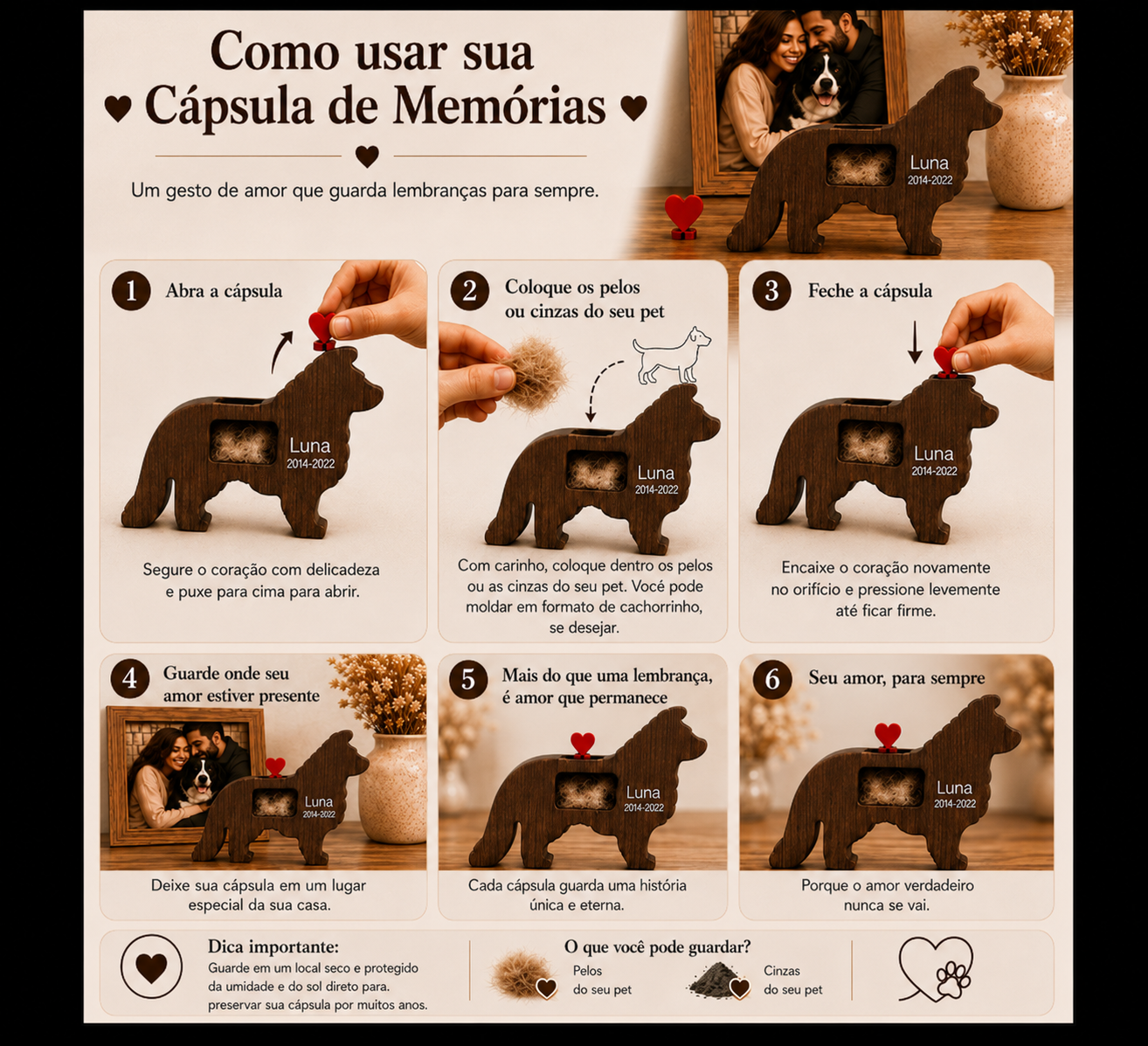 Cápsula do Amor Escultura Personalizada Pet Eterno