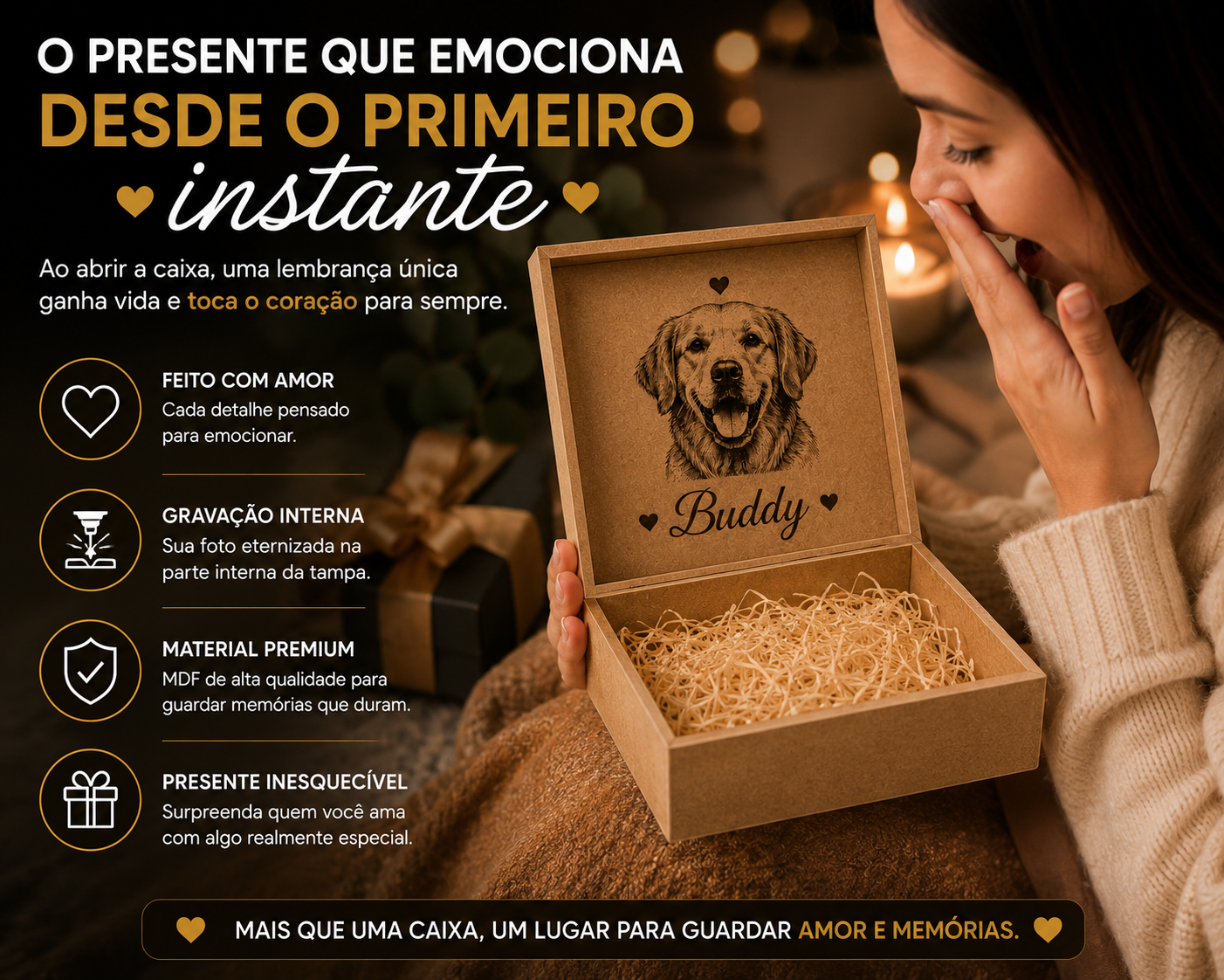 Caixa Personalizada com Foto e Nome do Pet em MDF – Gravação a Laser