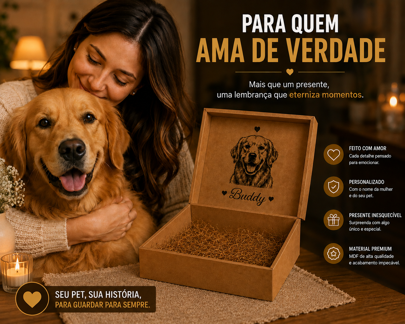Caixa Personalizada com Foto e Nome do Pet em MDF – Gravação a Laser