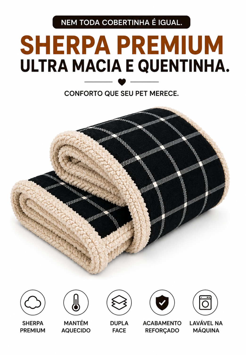 Cobertinha Sherpa Pet para Cachorro e Gato em Manta Premium Macia e Quentinha