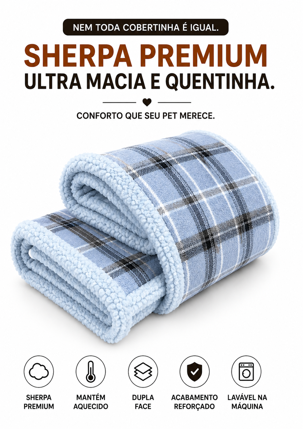 Cobertinha Sherpa Pet para Cachorro e Gato em Manta Premium Macia e Quentinha