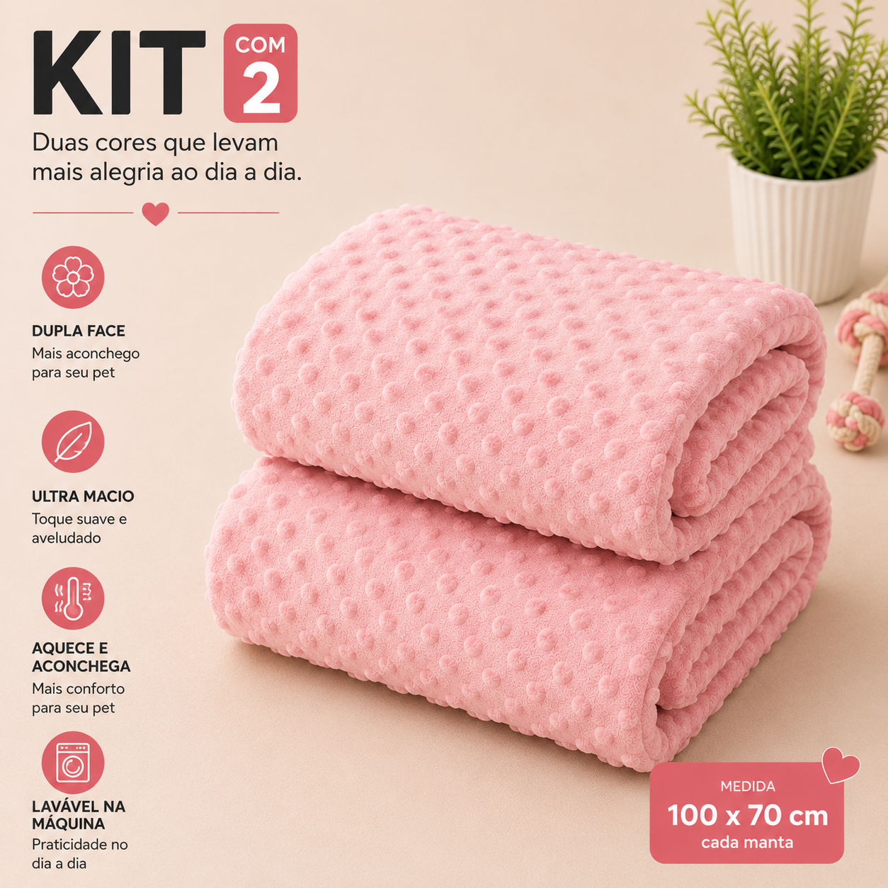 Kit de 2 Cobertinha Pet para Cachorro e Gato em Manta Premium Macia e Quentinha