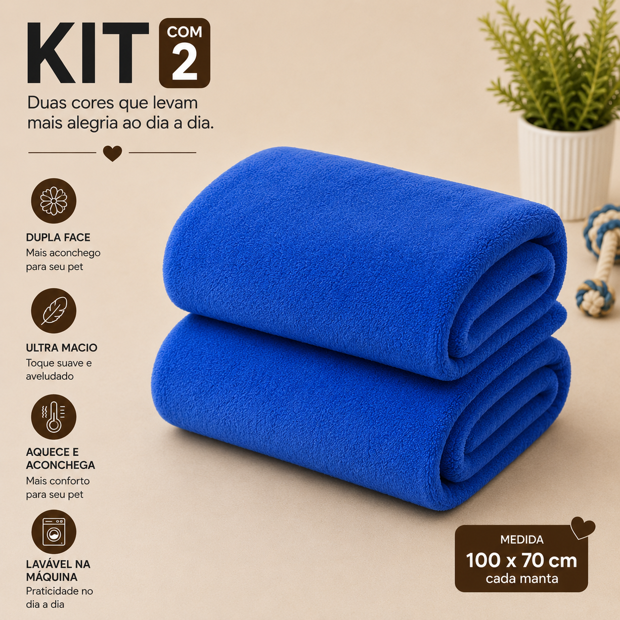 Kit de 2 Cobertinha Pet para Cachorro e Gato em Manta Premium Macia e Quentinha