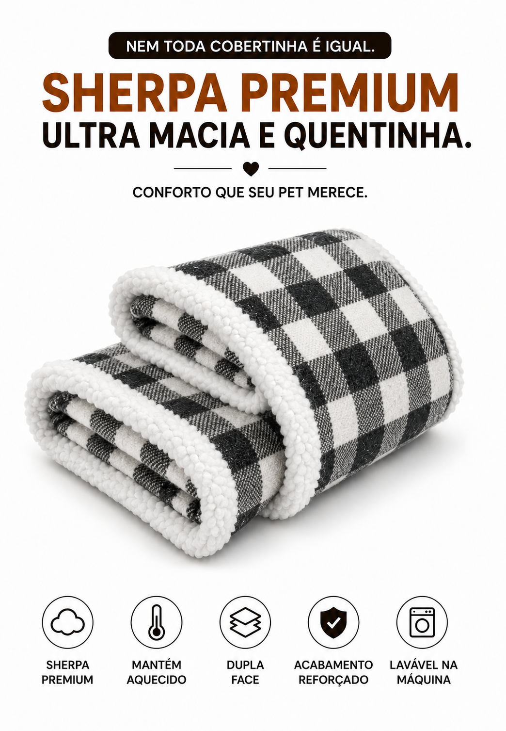 Cobertinha Sherpa Pet para Cachorro e Gato em Manta Premium Macia e Quentinha