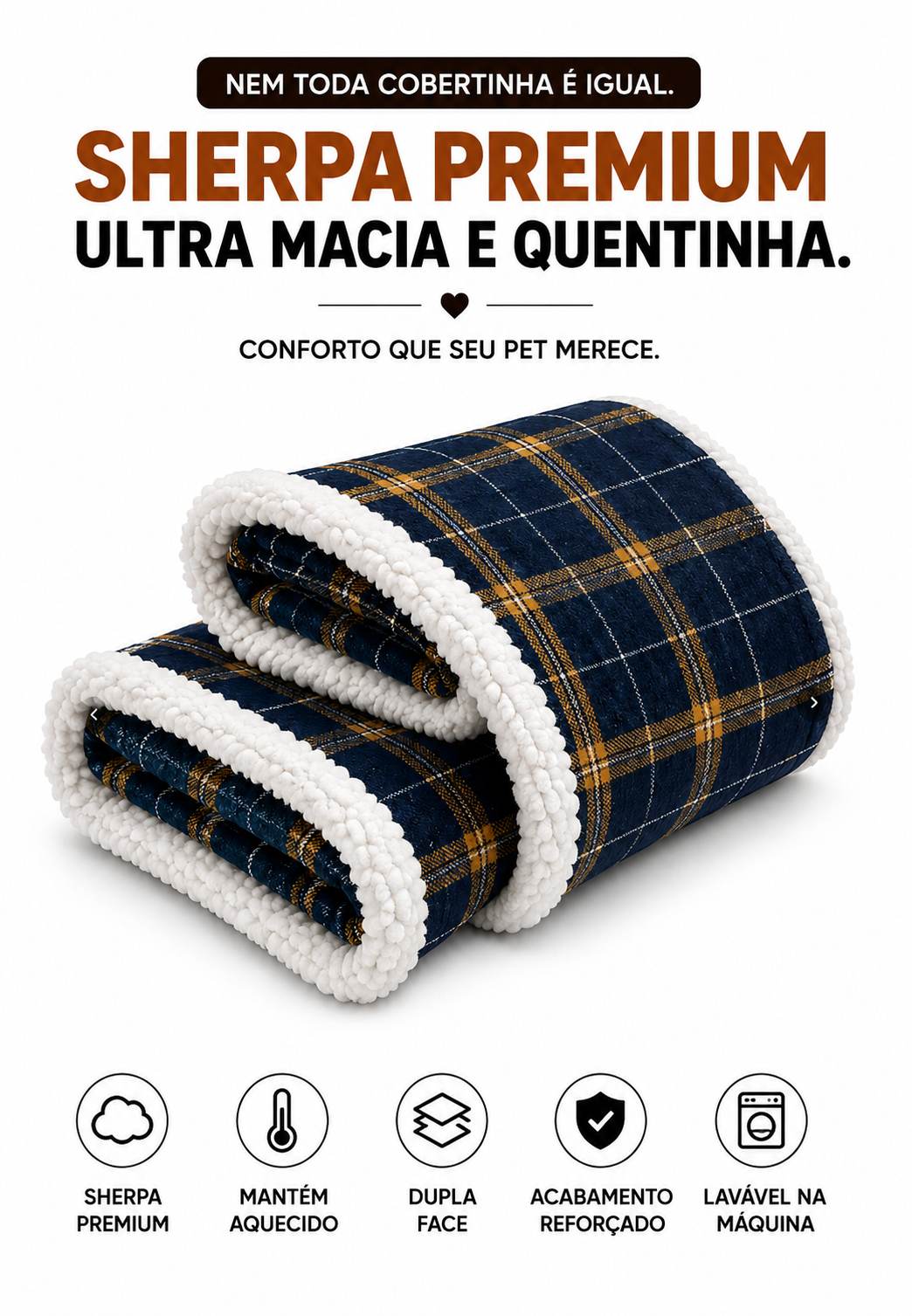 Cobertinha Sherpa Pet para Cachorro e Gato em Manta Premium Macia e Quentinha