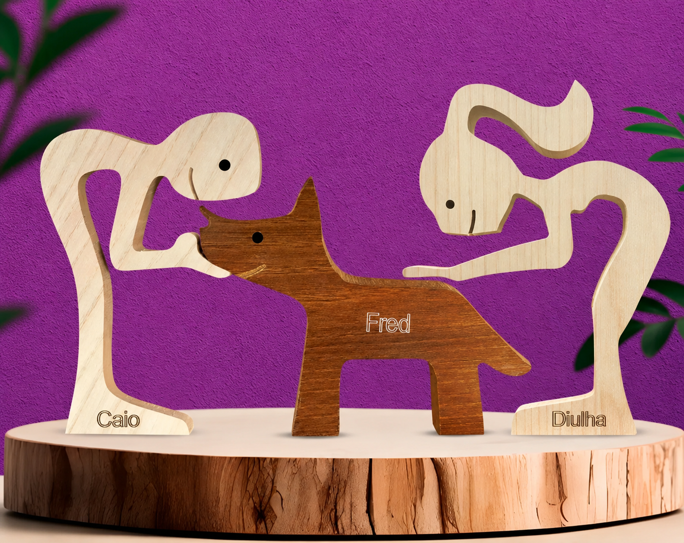 Human and Mutt Wood Sculpture