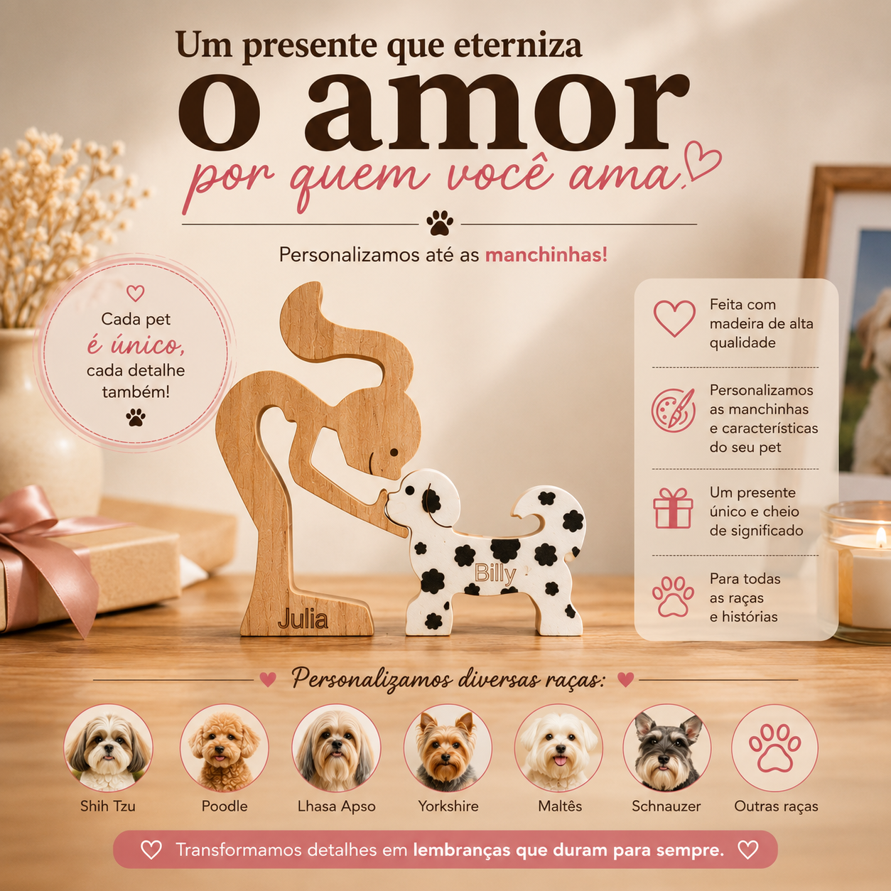 Escultura Pet Personalizada com Manchas