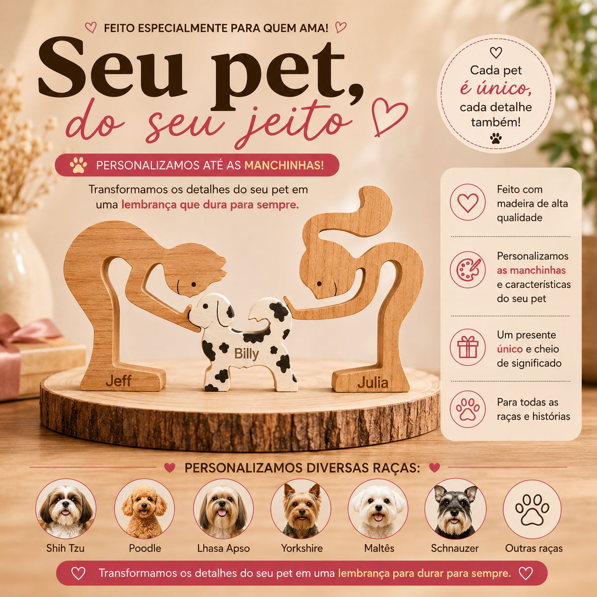 Escultura Pet Personalizada com Manchas