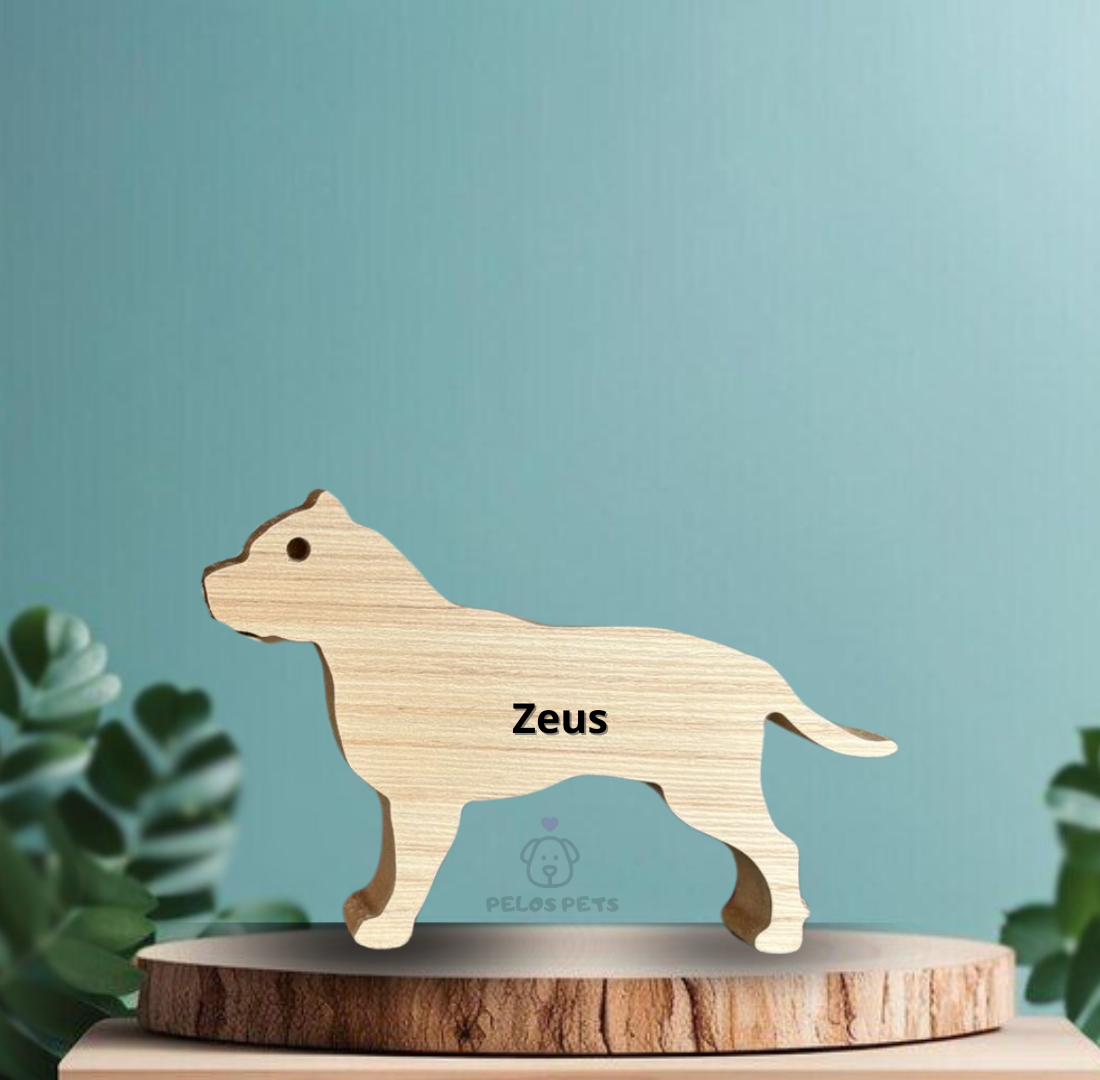 Human and Pit Bull Wood Sculpture