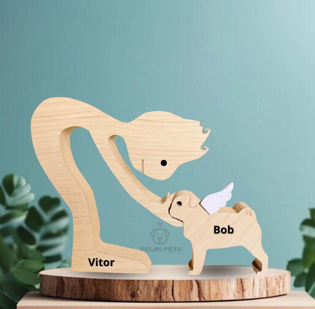 Escultura em Madeira Pug