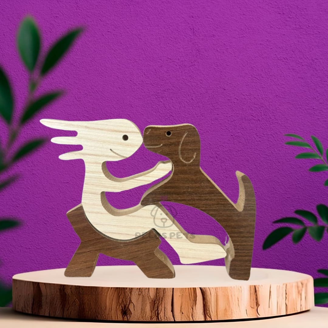Human and Pet Wood Sculpture