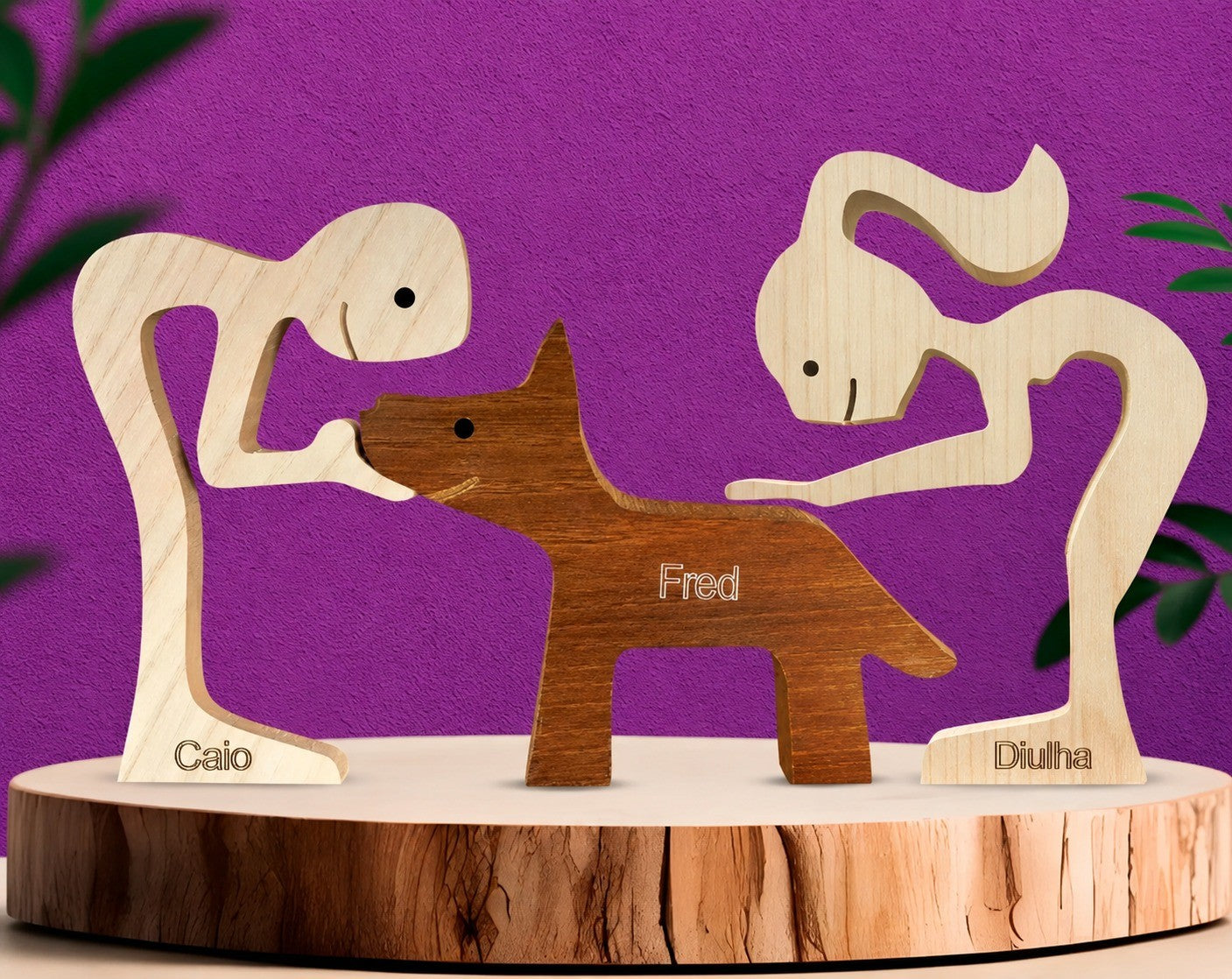 Human and Mutt Wood Sculpture