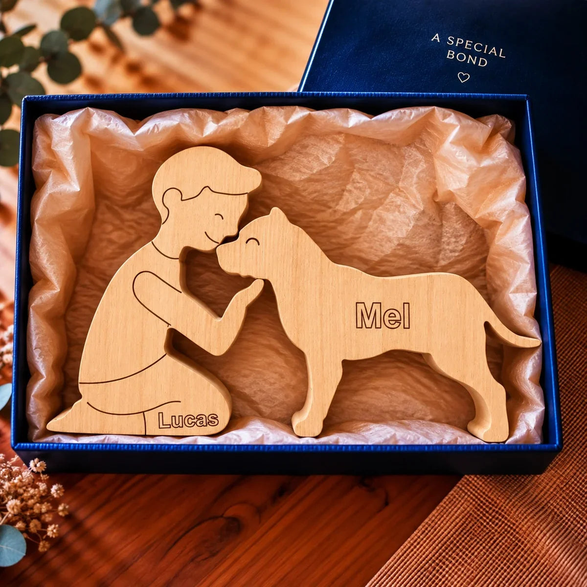 Escultura em madeira Pitbull