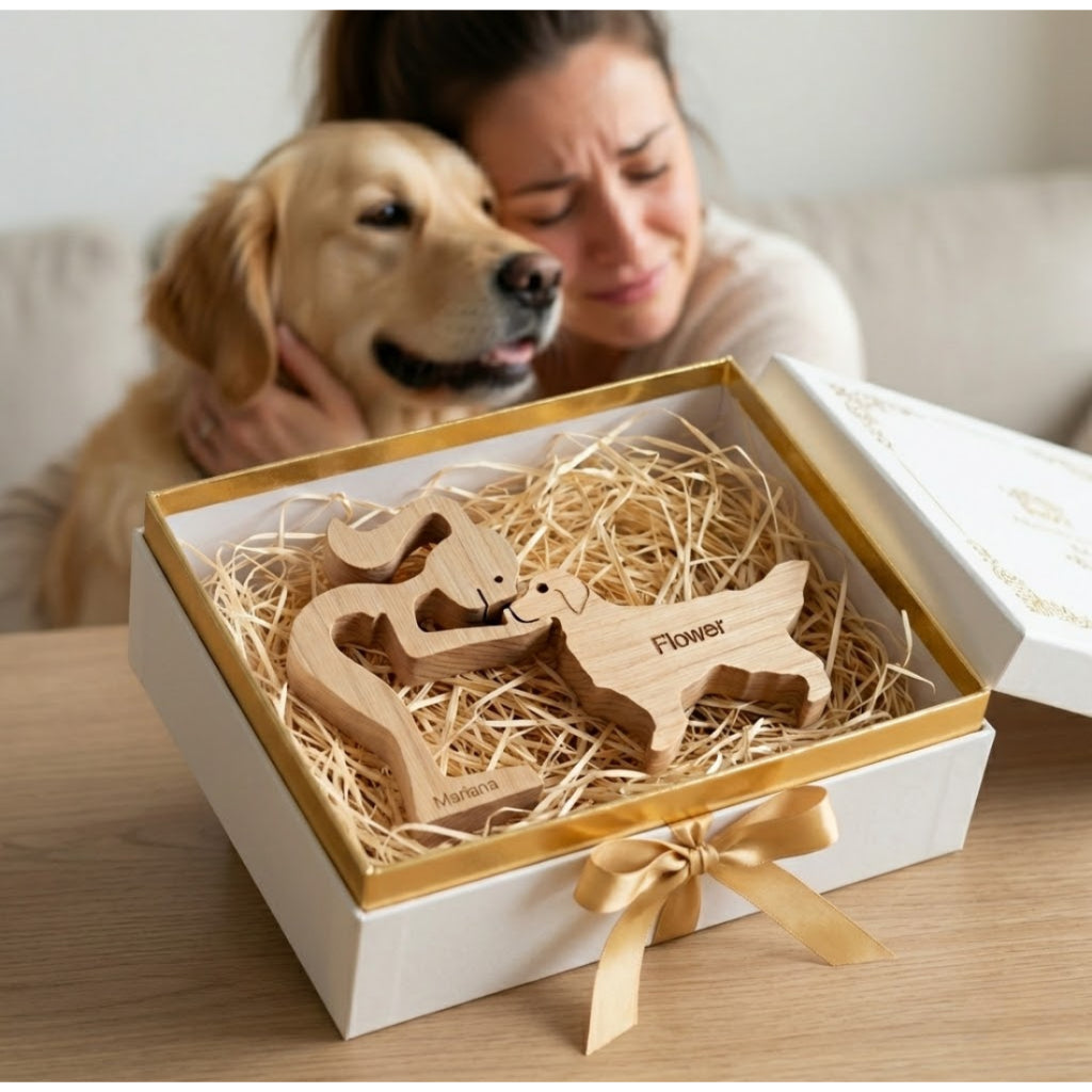 Escultura Personalizada Pet em Madeira MDF Presente Item Decorativo ao Cachorro ou Gato (Nomes Inclusos por nossa conta)