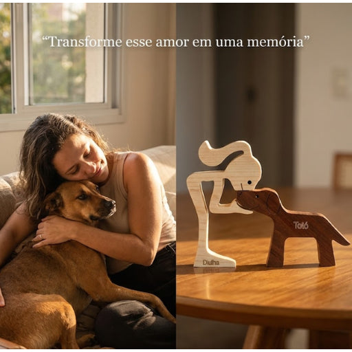 Escultura Personalizada Pet em Madeira MDF Presente Item Decorativo ao Cachorro ou Gato (Nomes Inclusos por nossa conta)