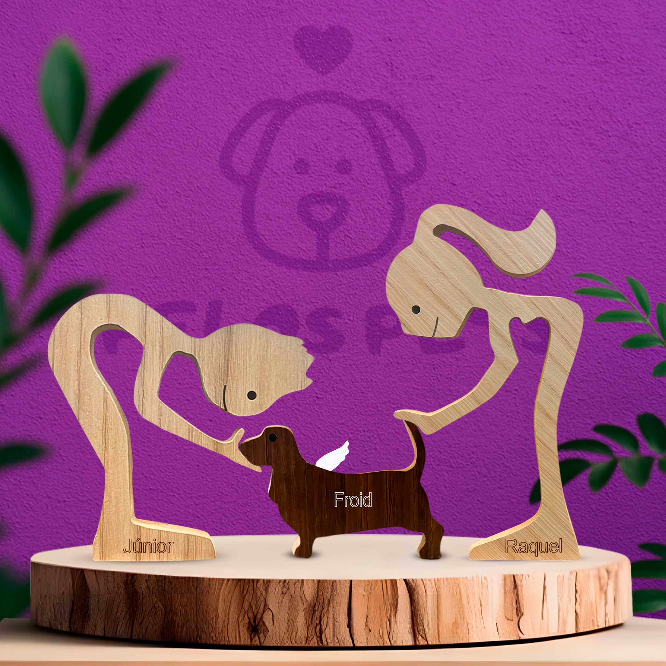Escultura em Madeira Basset Hound