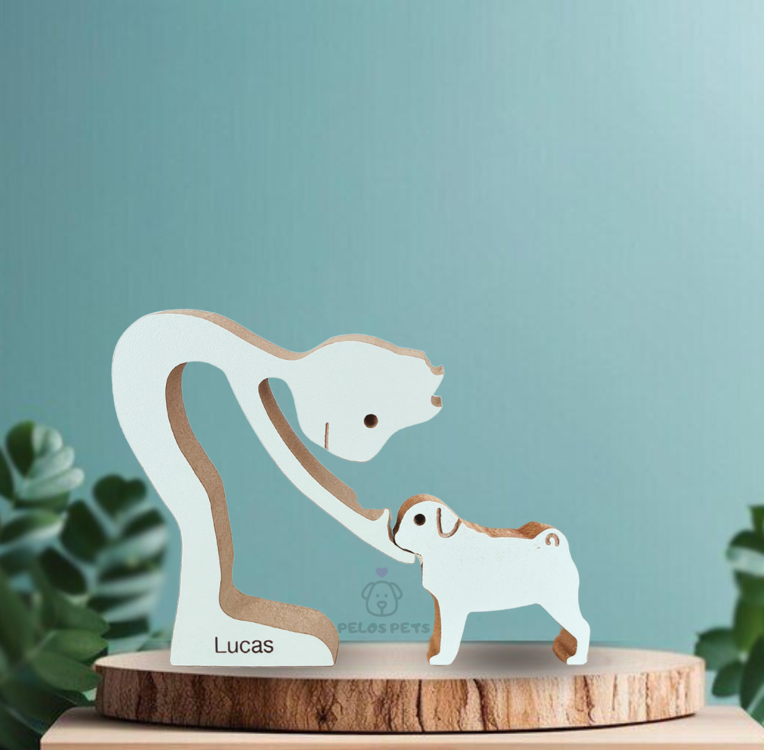 Escultura em Madeira Pug