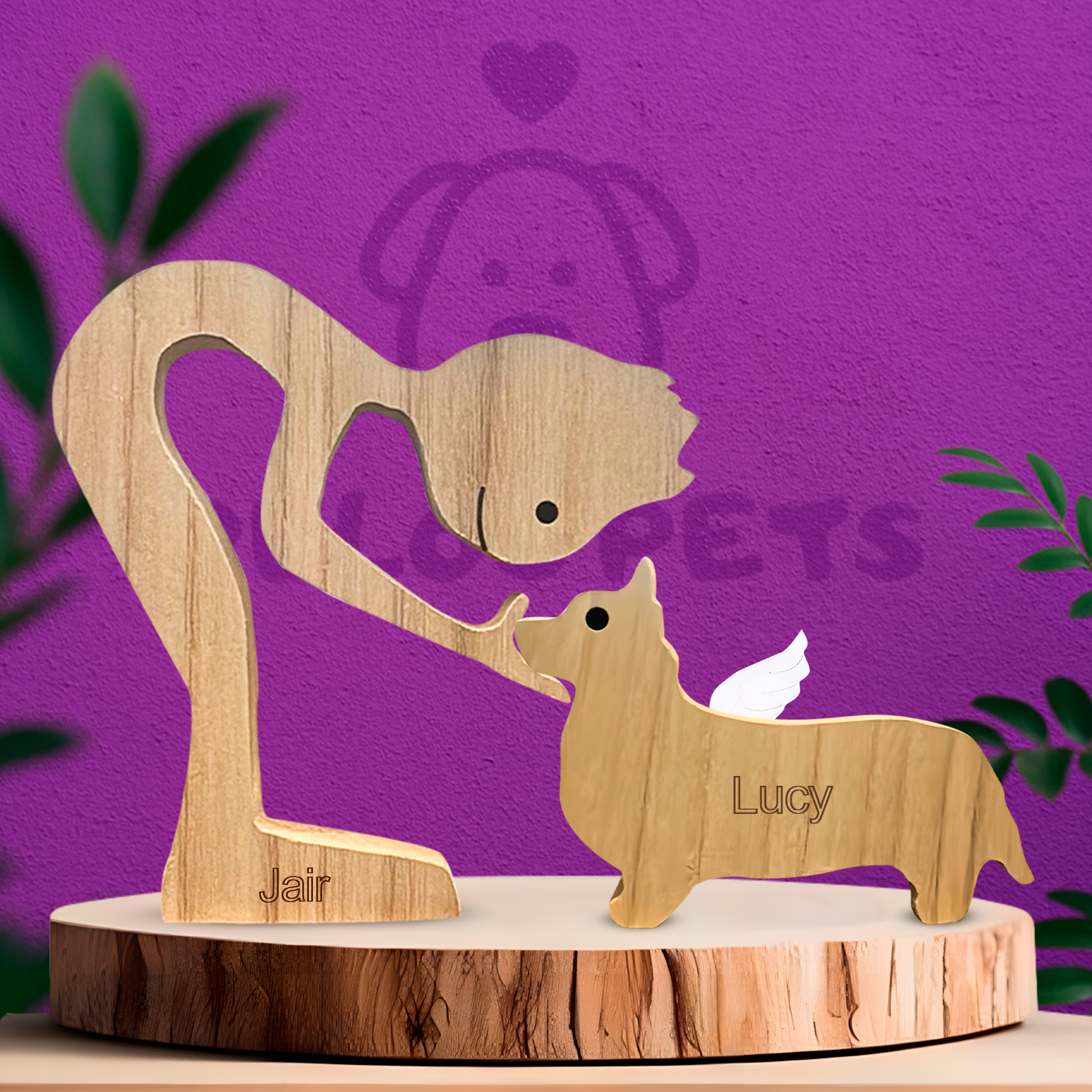 Escultura em Madeira Corgi
