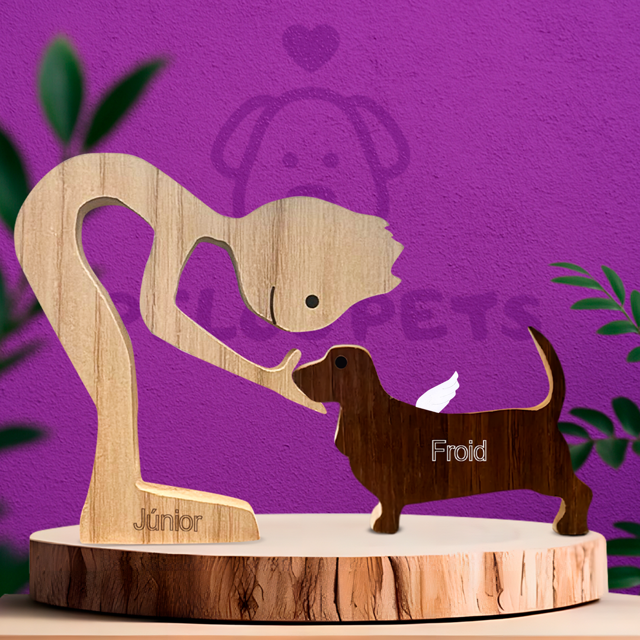 Escultura em Madeira Basset Hound