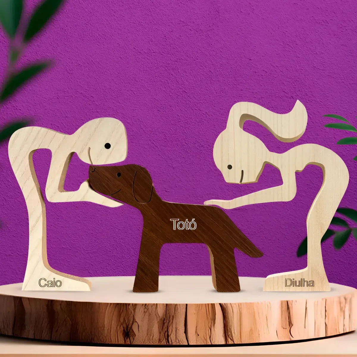 Human and Mutt Wood Sculpture