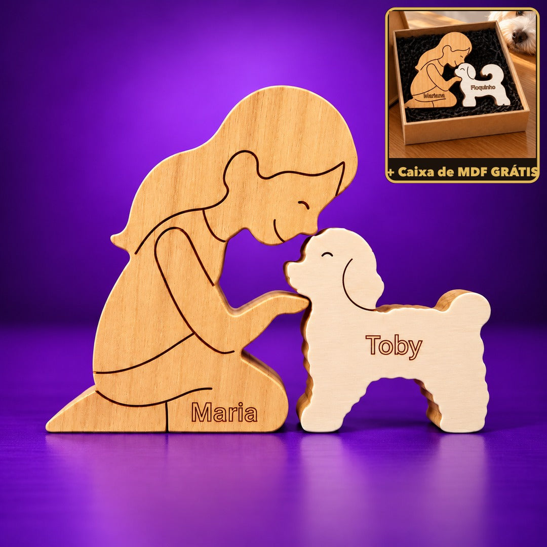 Mulher e Poodle + Caixa de MDF de brinde