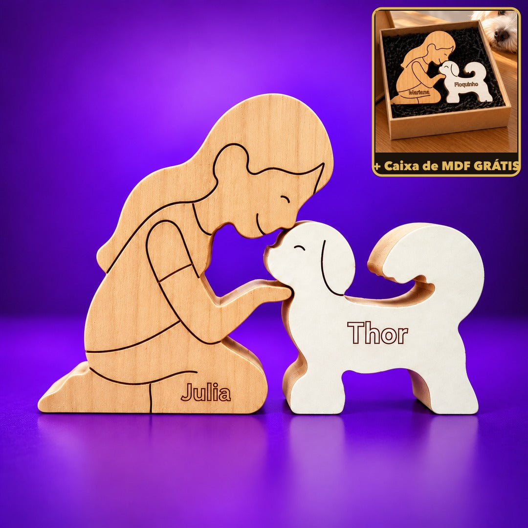Mulher e Shih Tzu + Caixa de MDF de brinde