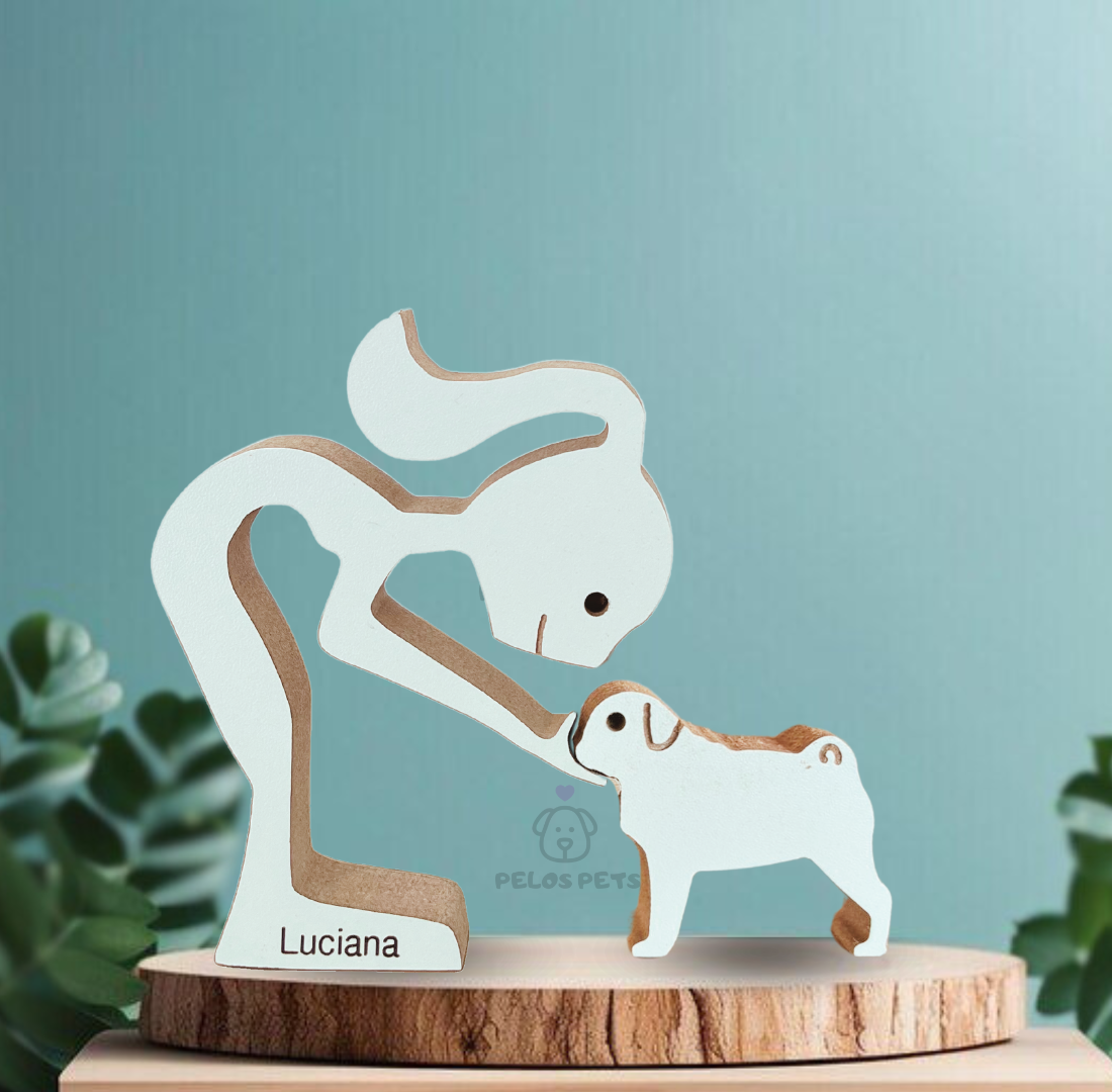 Escultura em Madeira Pug