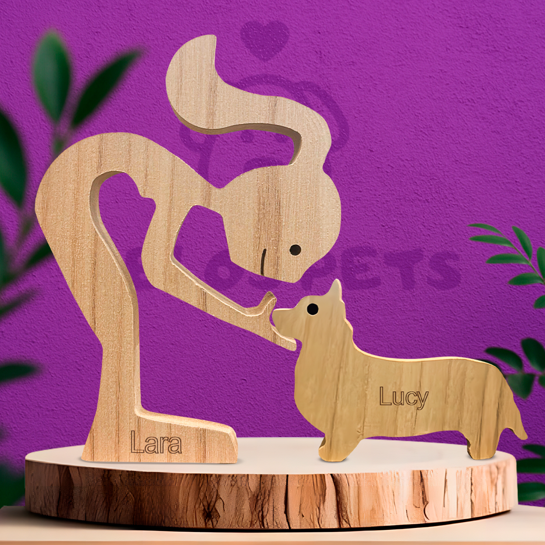 Escultura em Madeira Corgi
