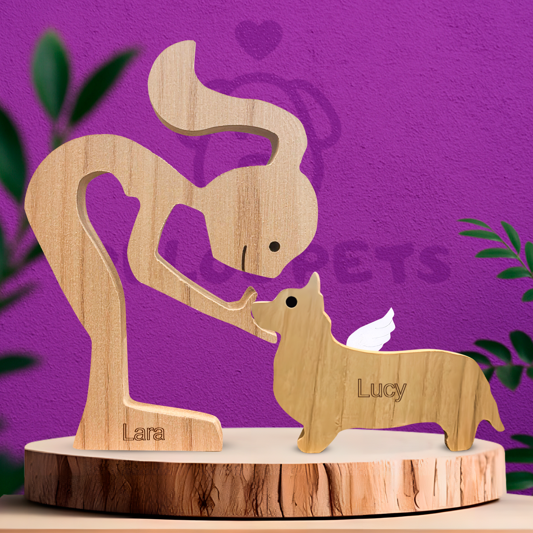 Escultura em Madeira Corgi