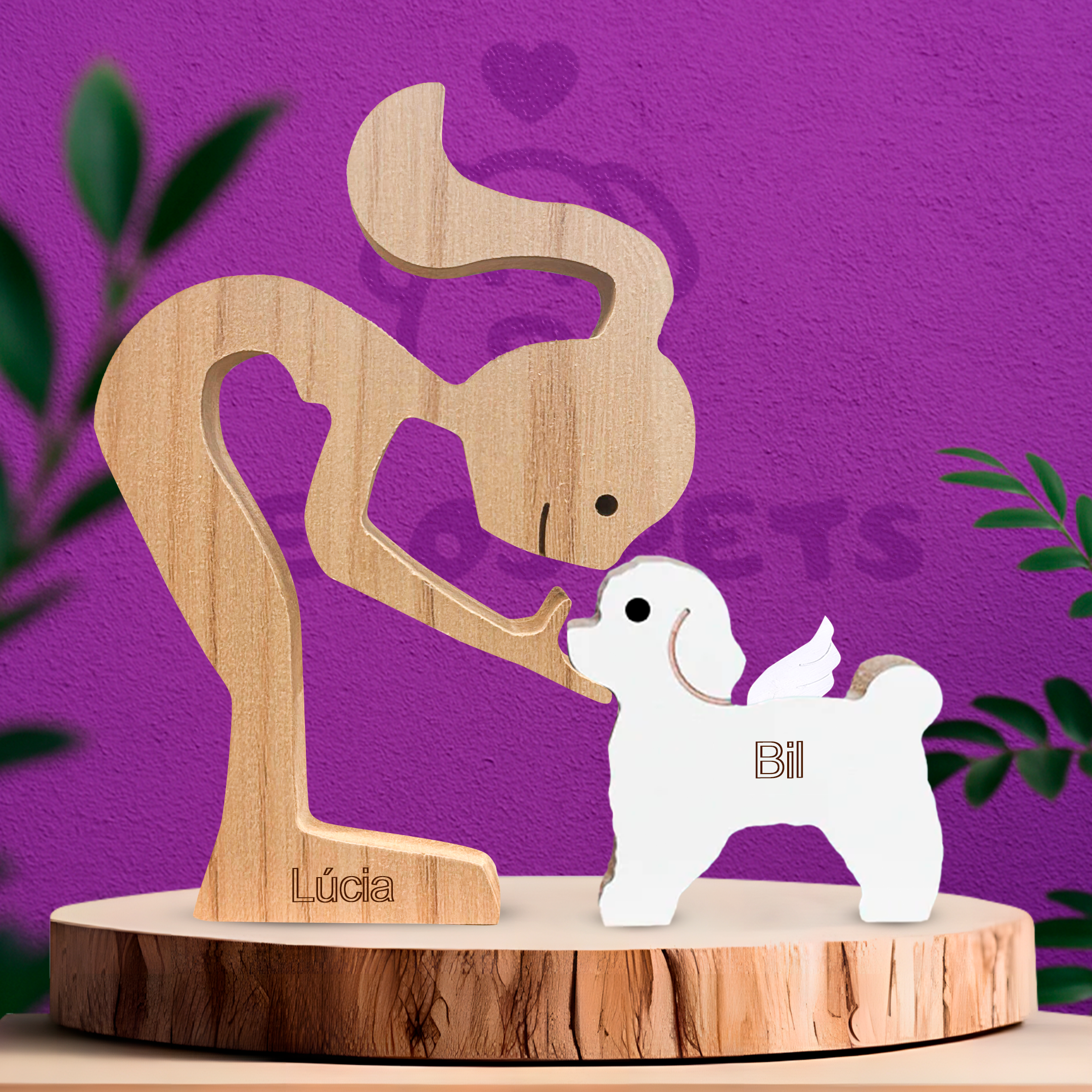 Escultura em Madeira Poodle