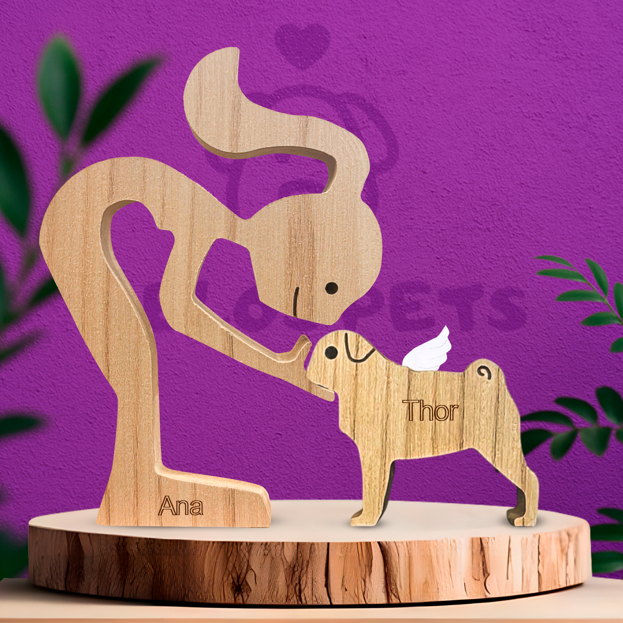 Pug Wood Sculpture
